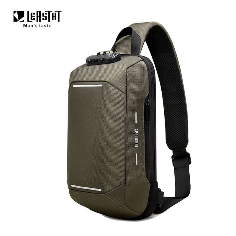 LEASTAT Men's USB Anti-Theft Waterproof Shoulder Bag