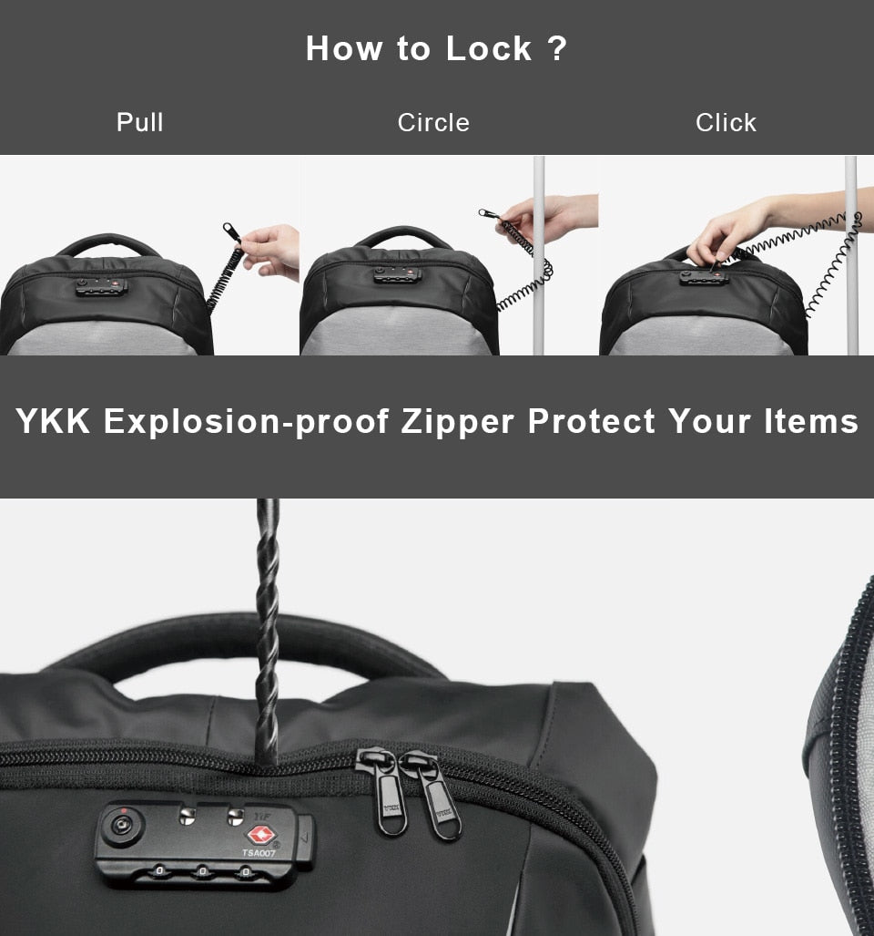 ClickPack Pro Anti-Theft Backpack with USB Charging