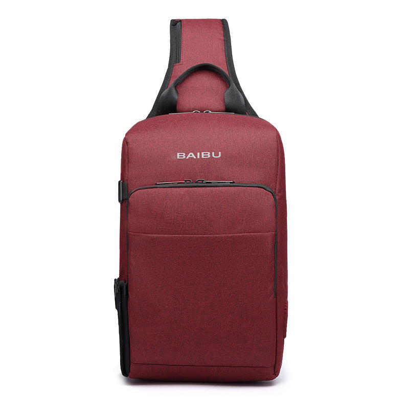Men's Waterproof Anti-Theft USB Charging Sling Bag