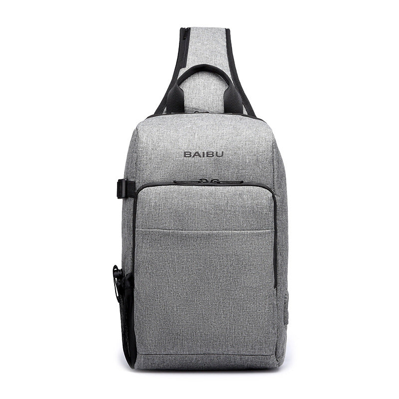 Men's Waterproof Anti-Theft USB Charging Sling Bag