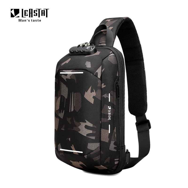LEASTAT Men's USB Anti-Theft Waterproof Shoulder Bag