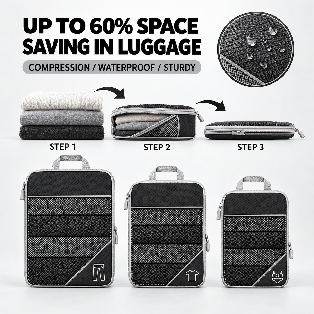 PackFlex Compression Packing Cube Set